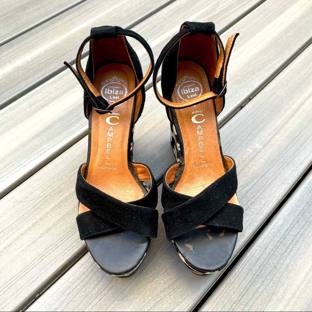 Jeffrey Campbell black suede platform wedge 8